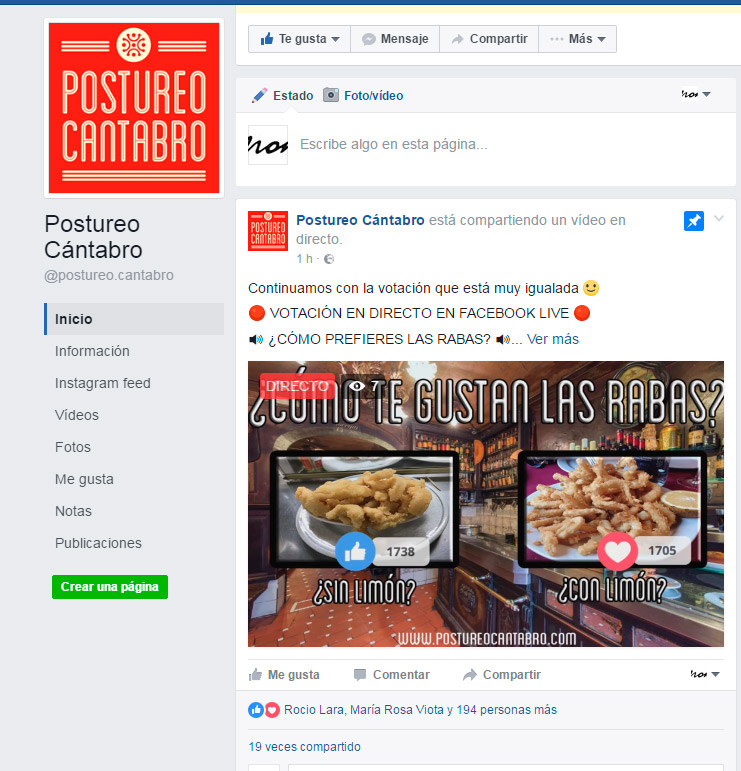 Facebook Live con Contadores postureocantabro.com