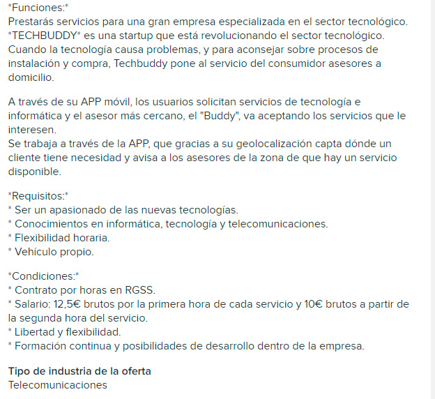 Oferta Empleo Techbuddy